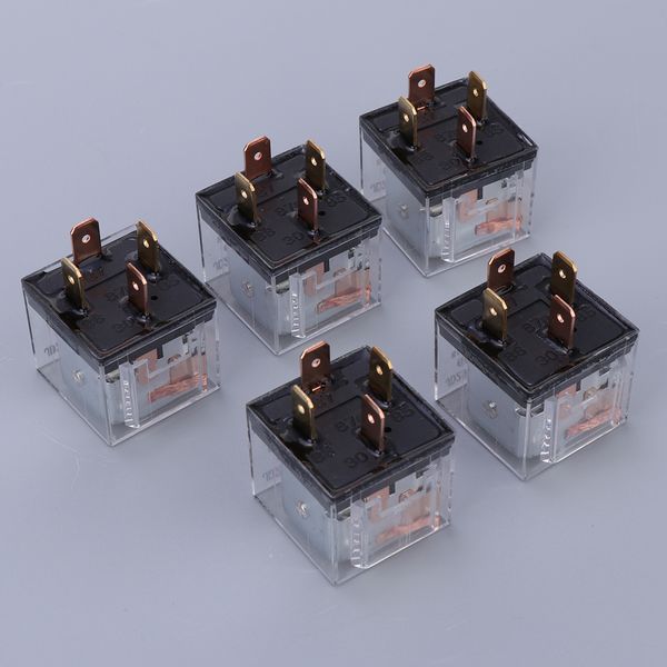 

set of 5 4 pins spdt 60a relay auto car control device relay socket waterproof 12v/24v