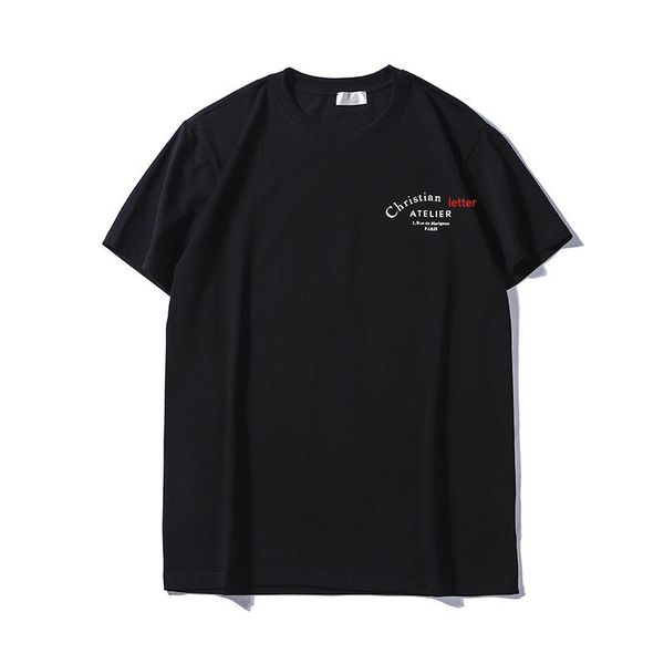 

summer fashion t-shirt men's and women's t-shirt short-sleeved cotton blend with trendy alphabet pattern 2 colors wholesale, White;black