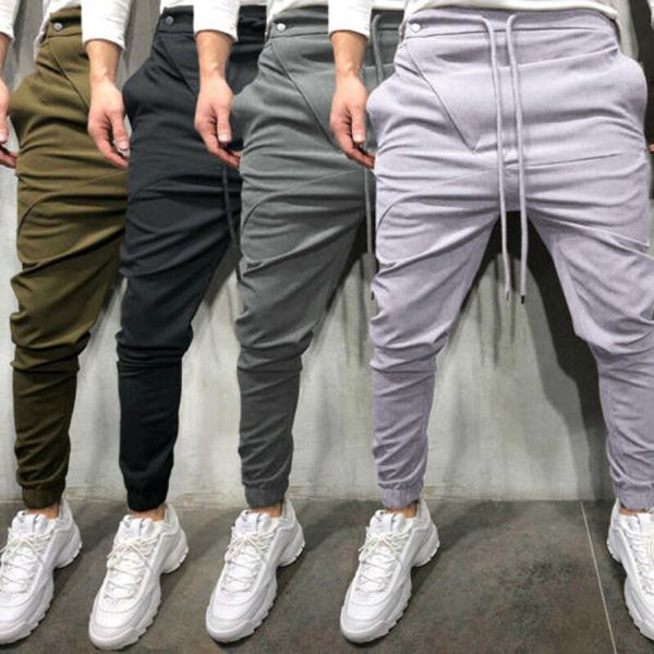 

2019 new brand fashion fashion men's basic jogger soft trousers cotton active urban slim fit elastic, Black