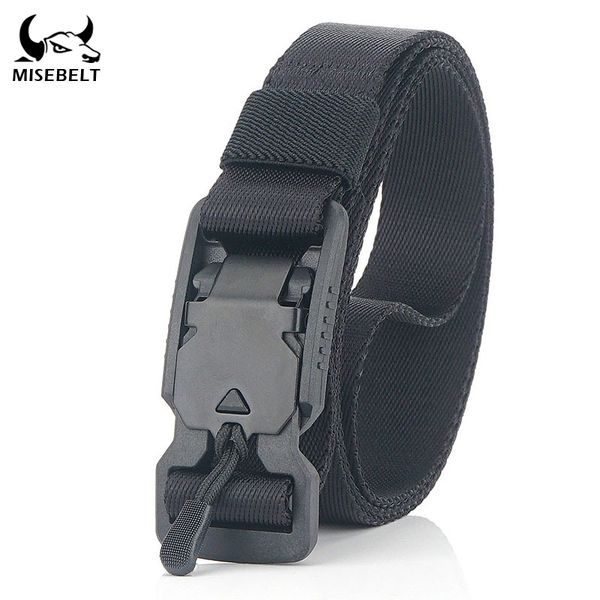 

waist support 2.5cm magnetic buckle tactical belt nylon adjustable length sports quick release army, Black;gray