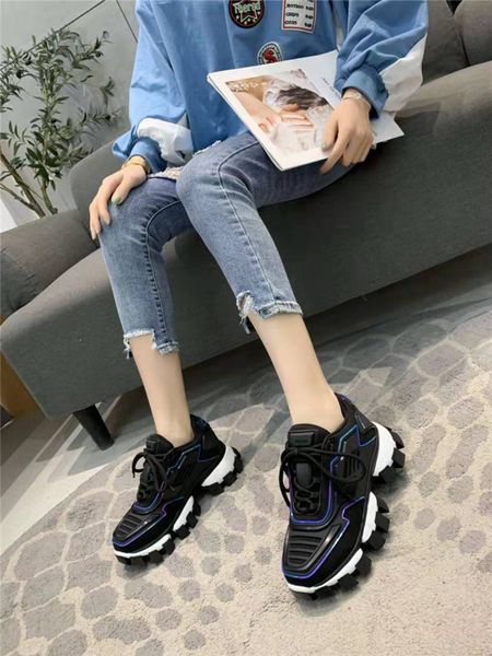 

fashion brand women's shoes luxury platform boots p home dad shoes couple wild color matching sports casual shoes large size 35-45 bc22, Black