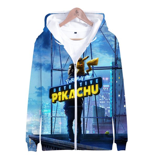

new cute movie detective print zipper hoodies 3d fashion men women zip up hoody sweatshirt harajuku, Black