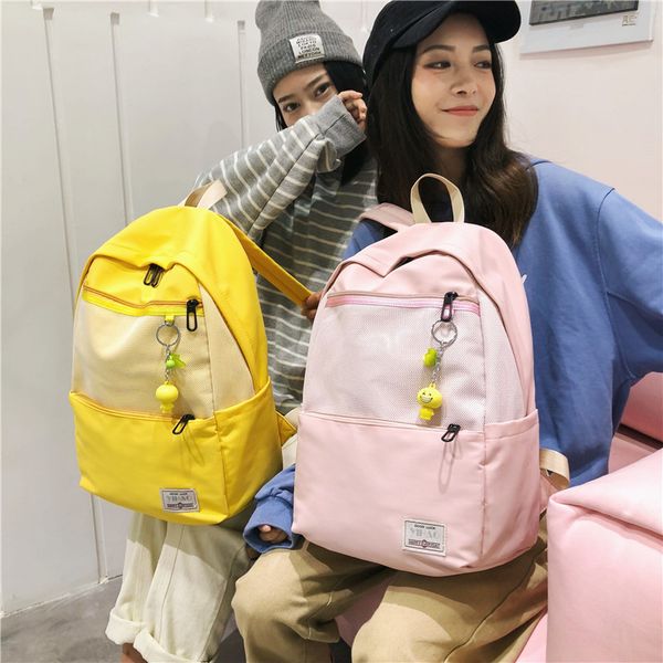 

harajuku nylon waterproof women's backpack large capacity campus girl backpack outdoor travel backpack, color matching