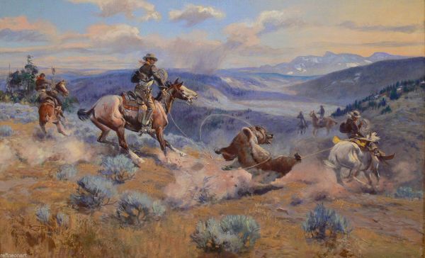 

charles marion russell - loops and swift horses wall art decor handpainted &hd print oil painting on canvas wall art canvas pictures 190901