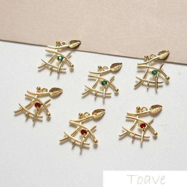 

copper-plated 18k true gold double hanging special-shaped leaf diy earrings bracelet material accessories, Blue;slivery