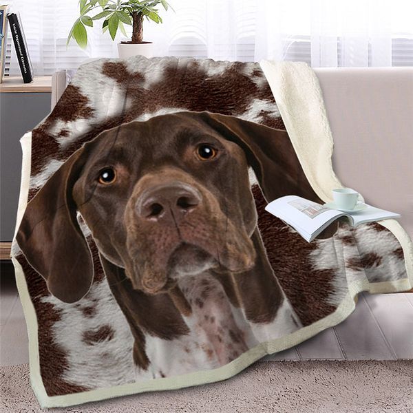 

3d dog sherpa blanket on beds animal fur throw blanket for adults brown gray bedding mantas para cama dropshipping