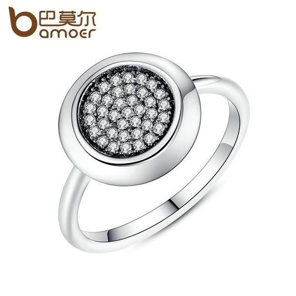 

bamoer оптовая дешевые круглые кольца серебра цвета высокого качества кристаллы кольца для женщин свадебные украшения pa7214, Slivery;golden