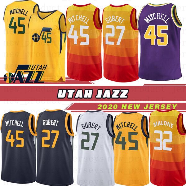 

donovan 45 mitchell men jersey ncaa rudy 27 gobert mike 12 stockton jerseys karl 10 conley john 32 malone basketball jerseys new, Black;red