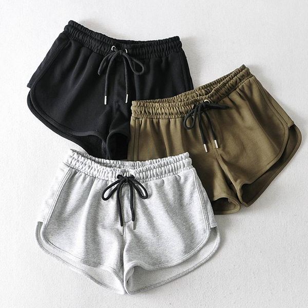 

women shorts summer 2020 new fashion elastic waist cotton knit modern girl jogger short bottom, White;black