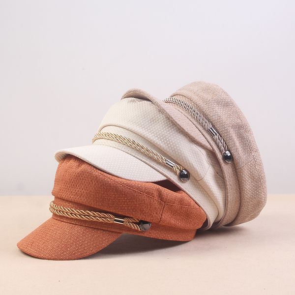 

2pcs/lot korea cotton retro beret british style navy cap for women casual fashion street flat hats head accessories wholesale, Blue;gray