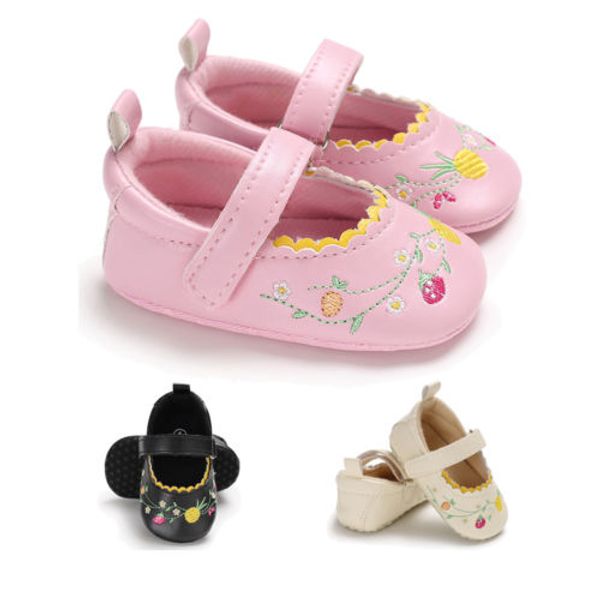 

kid newborn to 18m infants baby girl soft crib shoes flower prewalker sole shoes
