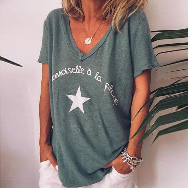 

women running t-shirt summer loose sports star print simple tshirt short sleeve plus size casual ladies fitness t shirt, Black;blue