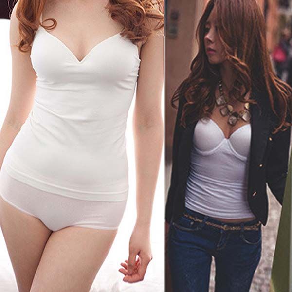 

sports women padded bra spaghetti strap camisole running push up bra vest tank cami sleeveless v neck hx02, White;black