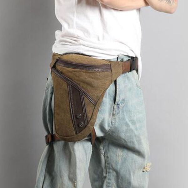 

bag fashion men men drop leg waist bag riding nylon/canvas shoulder crossbody male hip bum belt bags travel thigh fanny pack