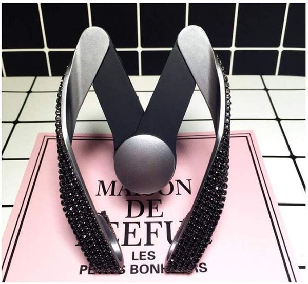 

crystal rhinestone car mobile phone holder air vent mount bling phone stand holder - black