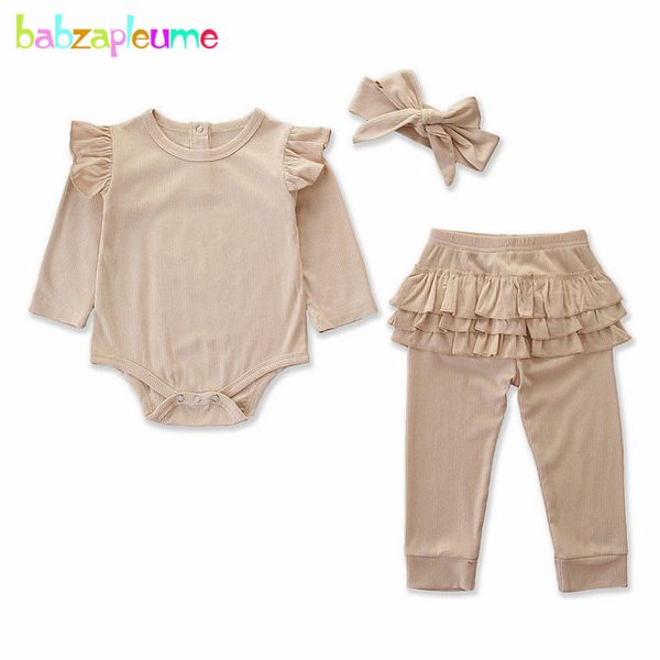 

3шт / spring ребёнки одежда смазливая хлопка с длинным рукавом новорожденный bodysuit + кальсоны + оголовье младенческая romper детская одеж, White