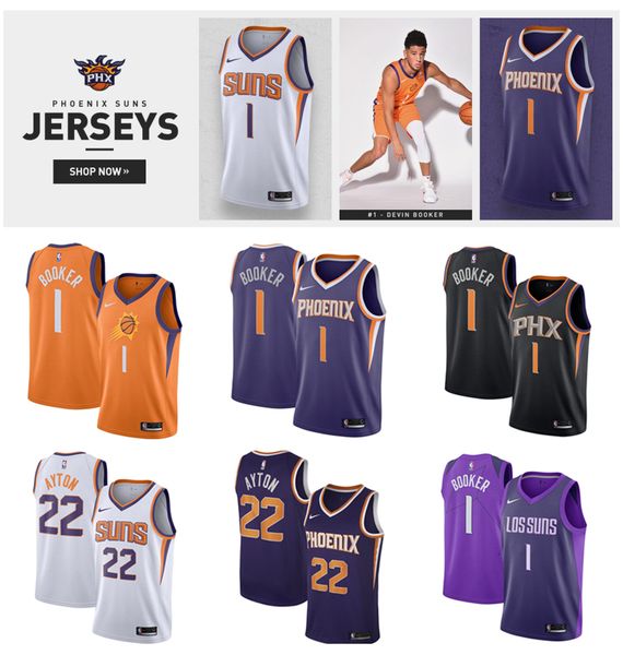 

phoenix devin 1 booker jersey suns deandre 22 ayton charles 34 barkley steve 13 nash basketball jerseys, Black;blue