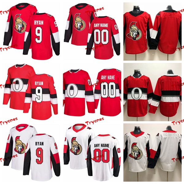 

2019 ottawa senators bobby ryan stitched jerseys customize 100th classic shirts home red #9 bobby ryan hockey jerseys s-xxxl, Black;red