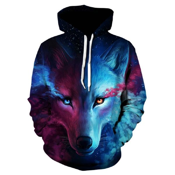 

2019 devin du harajuku wolf 3d hoodie men's and women's hoodies casual sports suit fashion brand hoodie coat, Black
