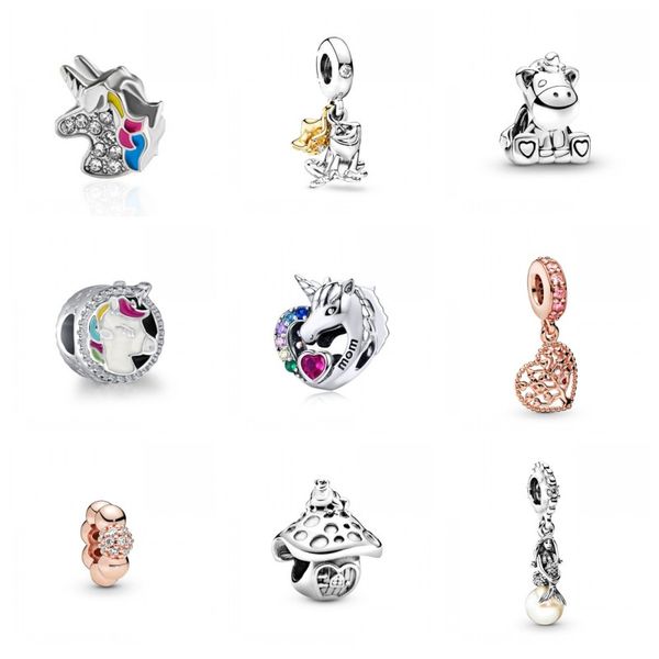 

color unicorn pendant diy owl heart mermaid pearl tree beads charms necklace fits pandora bracelets accessories girls jewelry 1 6zn h1, Bronze;silver