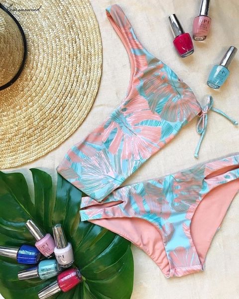 

print swimsuit bandeau bikini set push up bikinis bathing suits beachwear maillot bain swimming suit for women swimwear, White;black