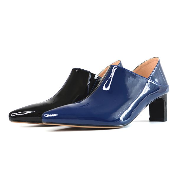 

classic fashion ladies pumps mixed colors pointed toe soft patent leather slip on women stiletto office lady party novelty, Black