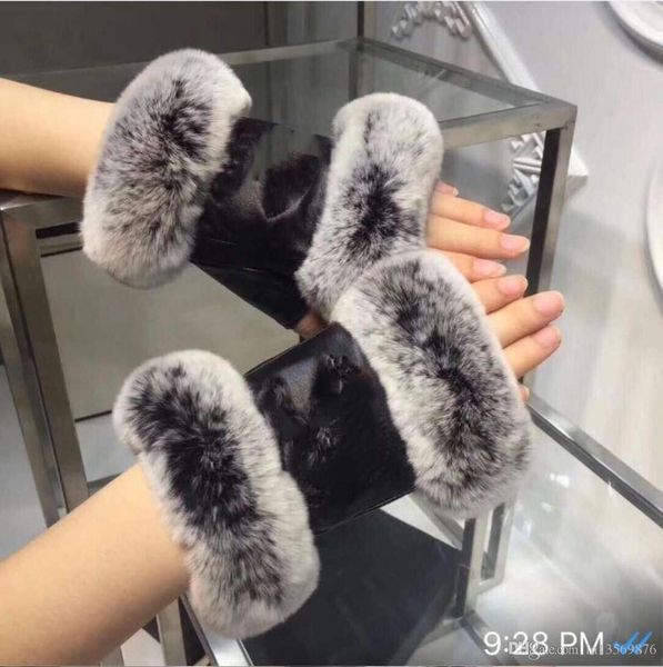 

new with brand label and tags women' female' ladies' warm rabbit fur 100% sheepskin genuine leather gloves mittens ing, Blue;gray