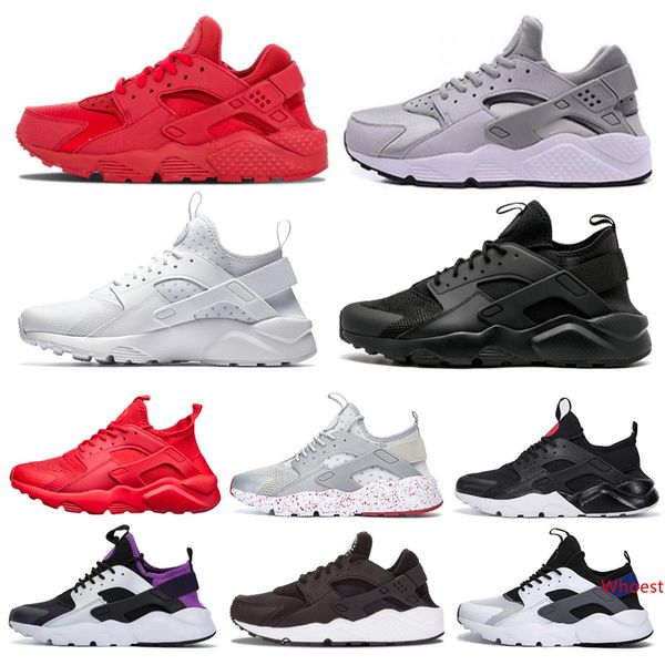 

design huarache 1.0 4.0 mens womens running shoes triple black white red grey with red dot mens trainers sports sneakers 36-45