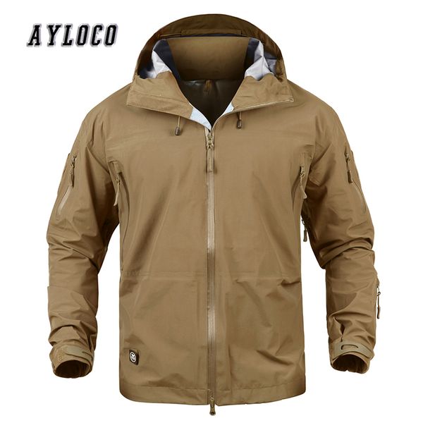 

tactical outdoor soft shell fishing hiking jacket men army sportswear thermal hunt hiking sport hoodie jackets winter coat, Black;brown