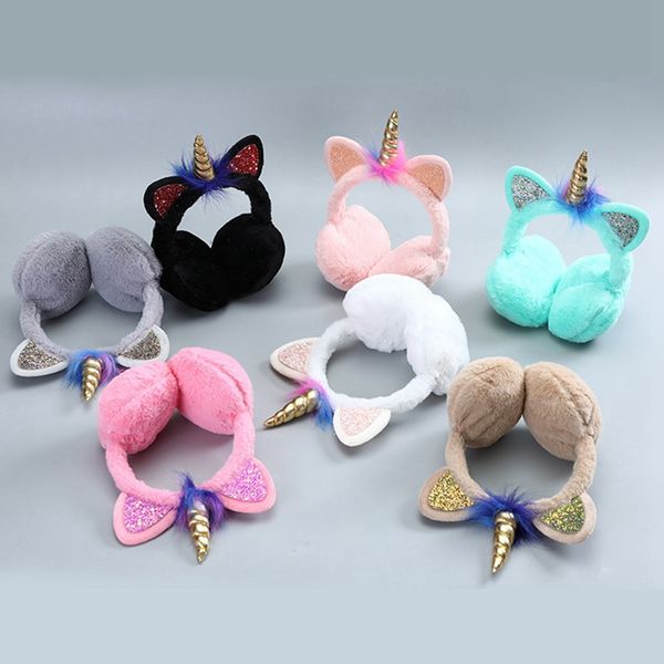 

unicorn shape women/girl fluffy earmuffs u pick solid color winter warm soft plush earmuffs ear warmers ear muffs earlap