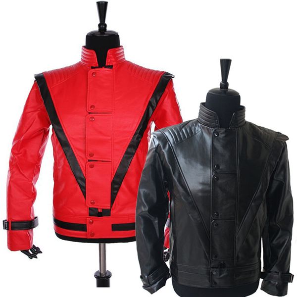 

rare classic mj michael jackson costume thriller red & black jacket for fans imitator gift halloween clothing, Black;brown