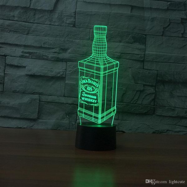 

Jack Daniels 3D Illusion Night Light Touch 7 Изменение цвета Home Decor Baby Girl Boy светодиодные лампы Дети по