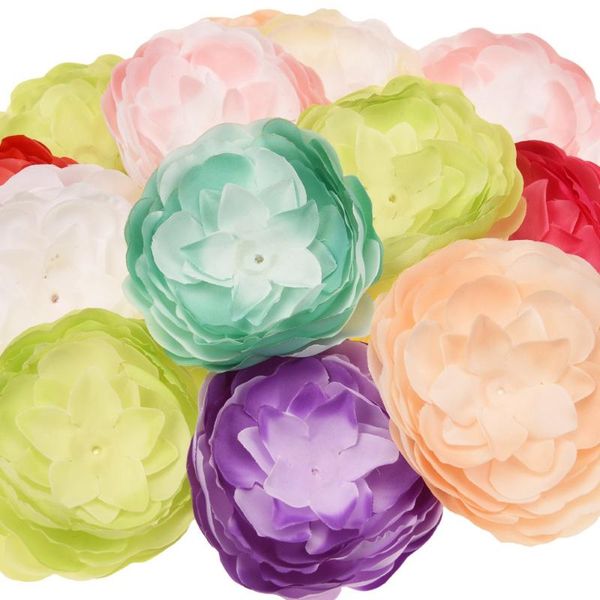 

200pcs fashin 8.5cm peony flowers satin flower boutique hair accessories vintage accessory for headwear no barrette no hairclip, Slivery;white