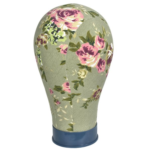 

pink flower canvas block manikin mannequin head model for hair extension toupee lace wig making styling cap display stand