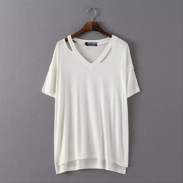 

modal shoulder t-shirt large size female 6115 modal shoulder t-shirt large size female 6115, White
