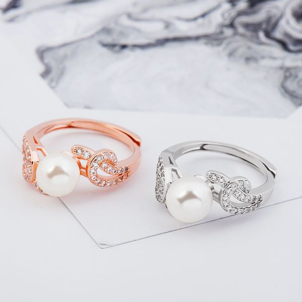 

korean-style new style shell pearls ring setting adjustable women's natural pearl rings diy accessory customizable wholesale, Silver