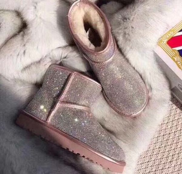 

2019 sequins classic australia winter boots for women chestnut black pink coffee designer snow fur boot womens ankle knee boots with box u8