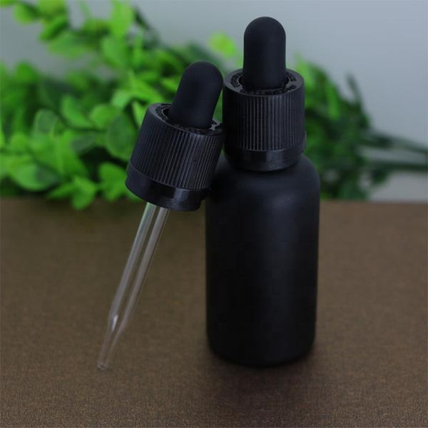 

30ml matte black dropper glass bottles e liquid essential oil glass bottle with black rubber cap
