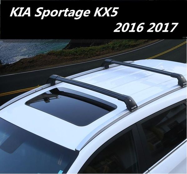 

jioyng car aluminum roof rack rail baggage luggage cross bar for 16 17 kia sportage kx5 2016 2017 2018(with lock) (silver black