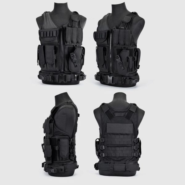 

tactical vest hunting molle vest multi-pocket army cs combat game camping hiking outdoor sportswear, Camo;black