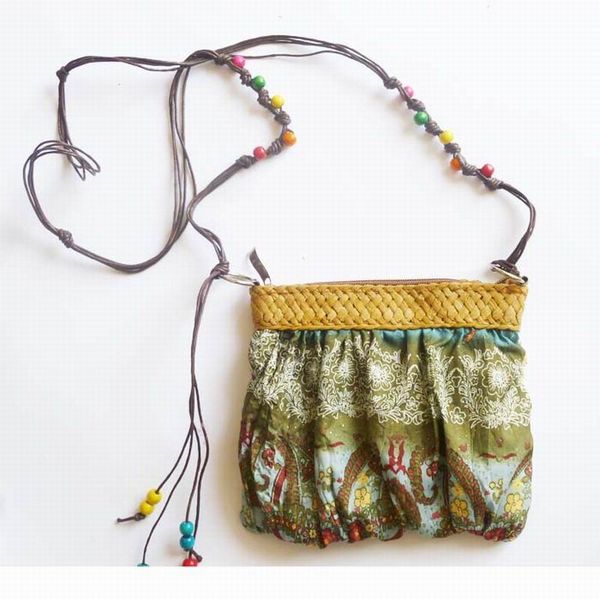 

fashion bohemia straw bag candy color woven women's handbag rustic beach bags vintage cross body small messenger bag