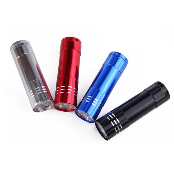 

portable 9 cree led uv light flashlight hiking torchlight aluminium alloy money detecting led uv lamp light with box