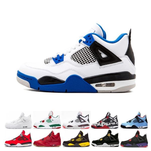

4 4s Tattoo Singles Day Mens Basketball Shoes Kaws Travis Scotts Raptors Bred White Cement Royalty men sports sneakers designer size 5.5-13