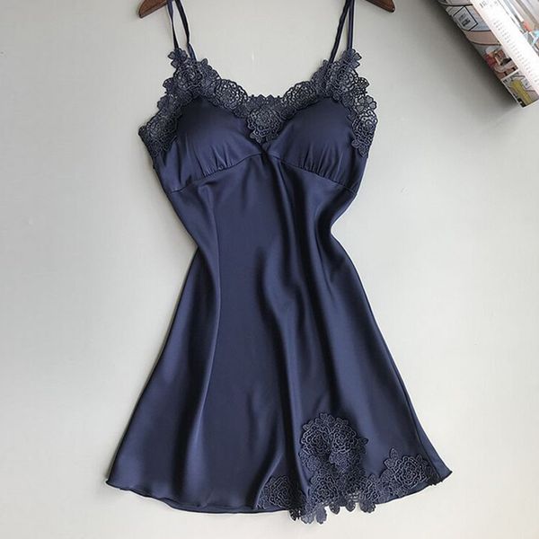 

1 pcs women lady nightdress nightgown sleepwear sleeveless solid color with chest pad summer ts95, Black;red