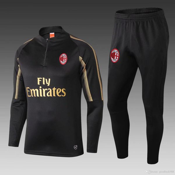 

2018 2019 2020 milan soccer training suit sweatshirt kit survetement milan tracksuit set soccer training suit, Gray
