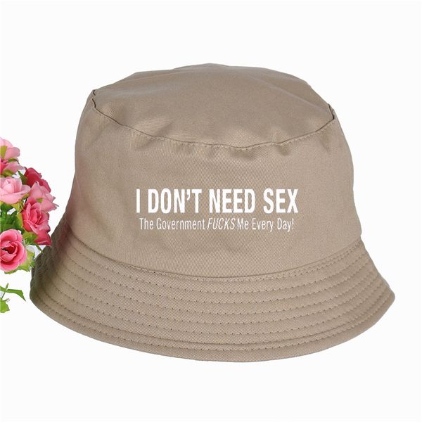 

2019 fashion i don't need government fucks me every day letter panama bucket hat cap summer sun cap, Blue;gray