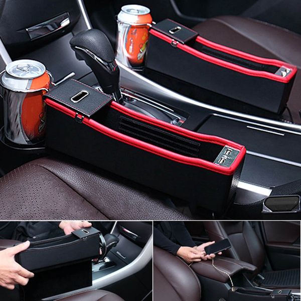 

car seat storage bag stowing tidying for phone keys pu leather car seat side storage box multifunction organizer