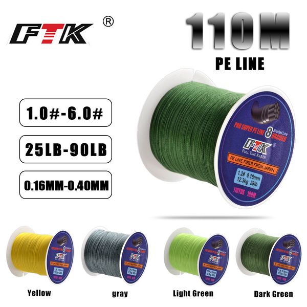 

ftk 100m fishing line 25-90lb 1.0#-6.0# 8 braided line smooth multifilament pe fishing for saltwater