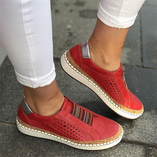 

2020 slip on women sneakers shallow loafers vulcanized shoes breathable hollow out female casual flats ladies comfortable, Black