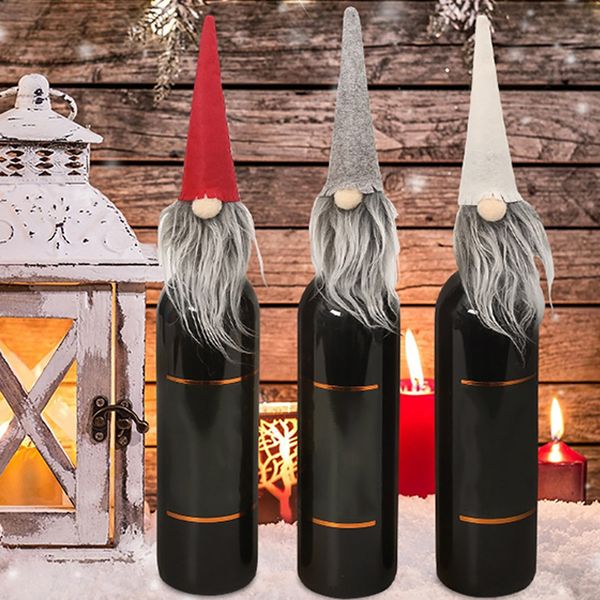 

wine bottle cover ers santa claus hat with snowy christmas for festival party gift tableware